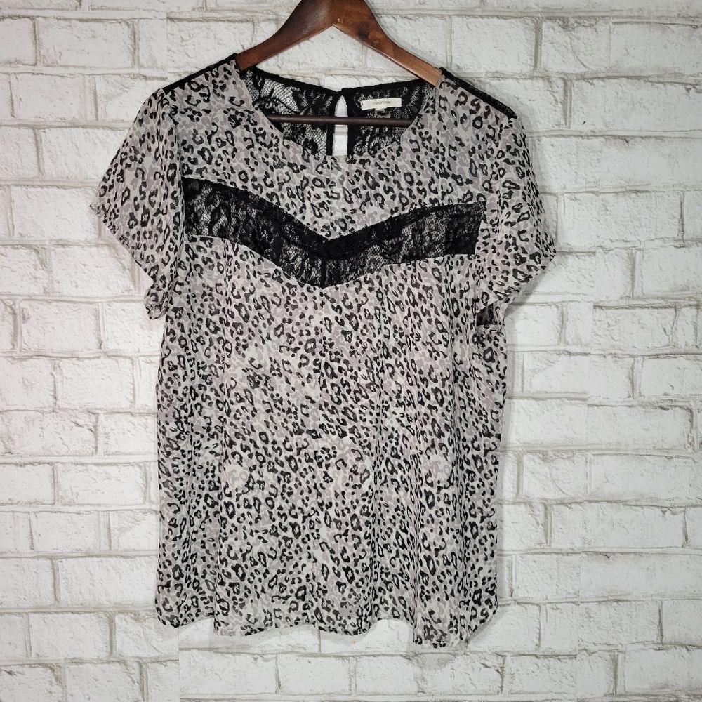 Maurices leopard print lace top‎